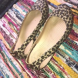 Cheetah crocs slides